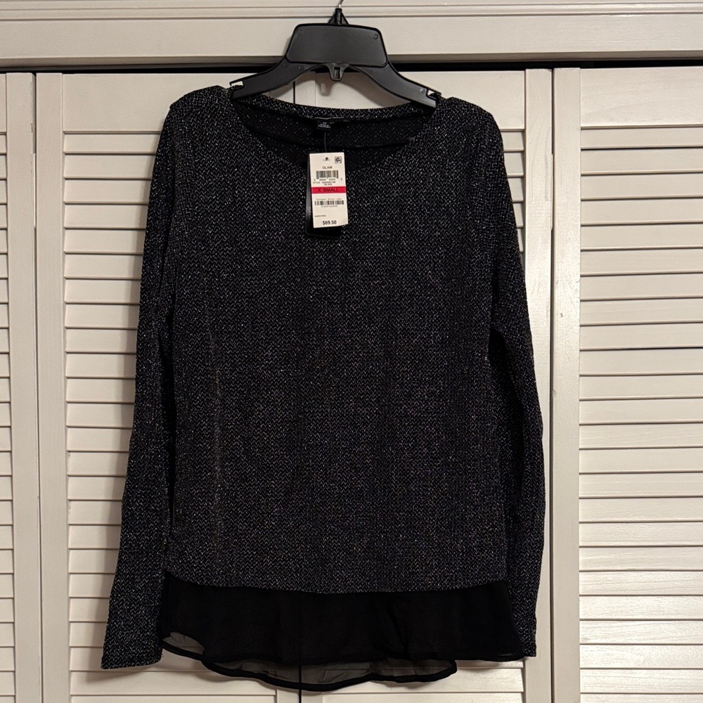 INC International Concepts Black Long Sleeve Top